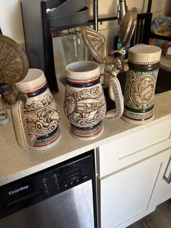Set of 3 Vintage Avon Beer Steins w/ Pewter Lids – Ceramarte Brazil 1978