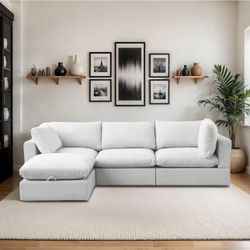 NEW IN BOX FREE DELIVERY 4 Piece White Cloud Modular Sectional Couch Sofa 