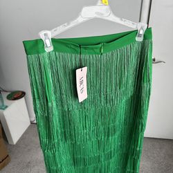 Micas Medium Green Tassel Skirt 