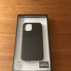 Coach black Leather iPhone 12 Mini Case