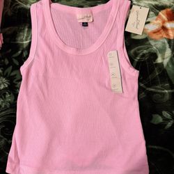 Universal Thread Ribbed Scoop Neck Crop Tank Pink Medium