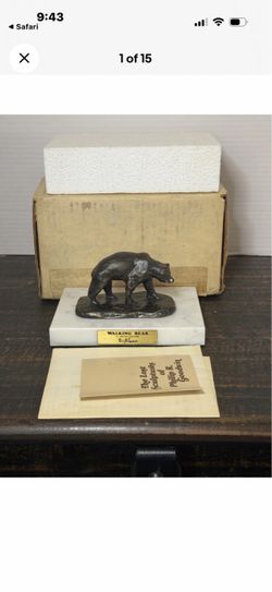 Limited Edition Phillip Goodwin Bronze Sculpture Walking Bear w/Base Box & Paper