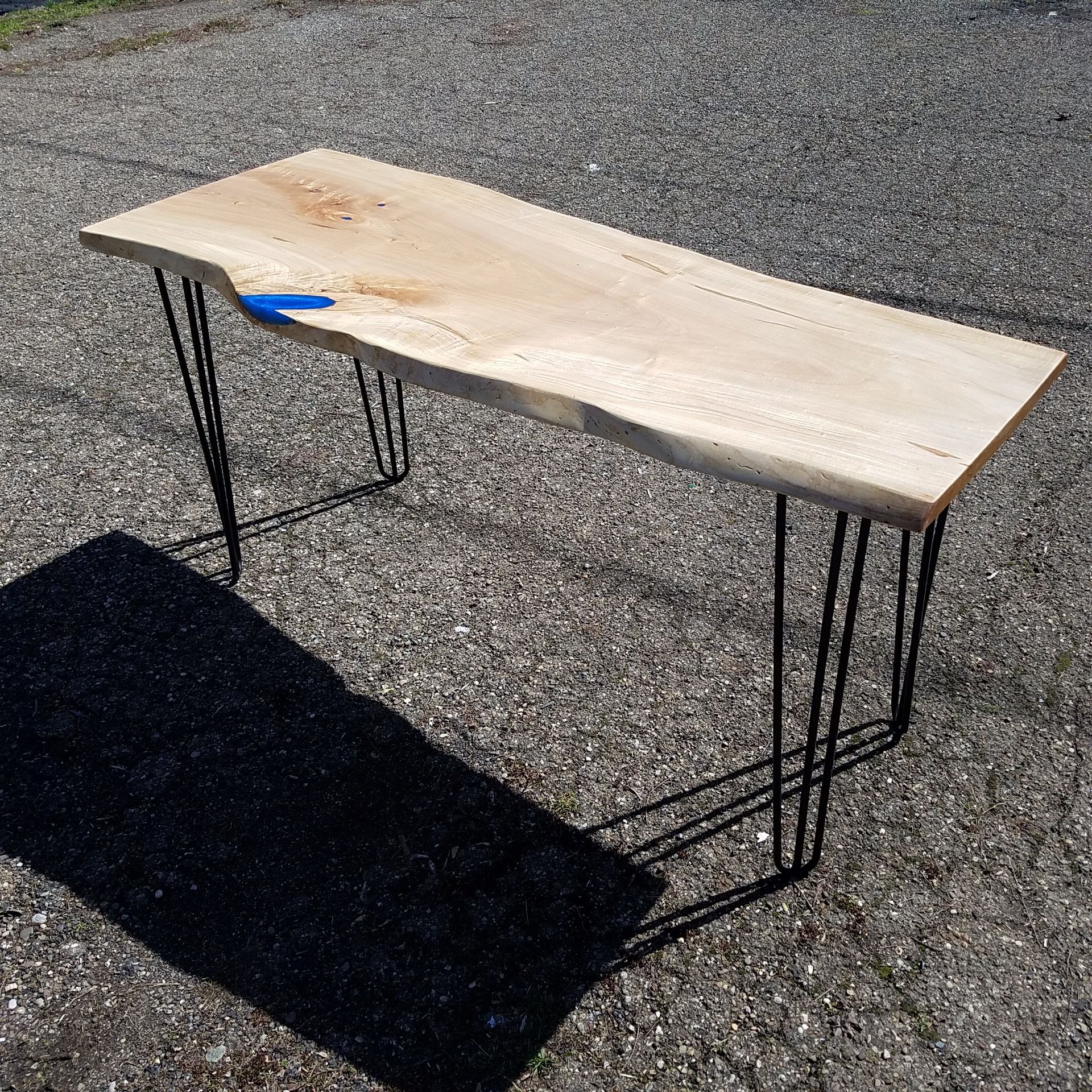 Beautiful live edge river table desk for entryway tables.