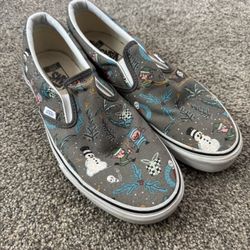 Vans Classic Slip-On Holiday Winter Pattern Snowman Elf Canvas Shoes Men’s 10.5 