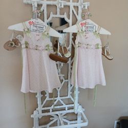 2 Flower Girl Dresses With Shoes And Hair Clips