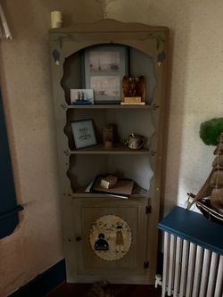 Painted Wood Corner Cabinet with Shelves