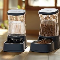 NEW Automatic Dog Food Dispenser, Automatic Dog Water Dispenser, Gravity Stainless Steel Waterer & Food Feeder !