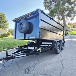 NEW DUMP TRAILER 12X8X4 HYDRAULIC SYSTEM,ROLLING TARP,SPARE TIRE,REMOTE CONTROL,EMERGENCY BRAKES TITLE IN HAND READY FOR WORK FOR SOME QUESTION TEXT M