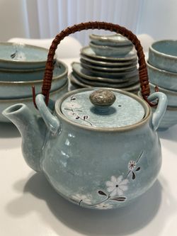 Brand New Japanese Mint Green Glazed Ceramic Tea Pot, Tea Cups And Saucers, Bowls, Dishes, And Plates - Made In Japan - Ichi