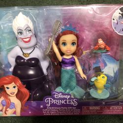 DISNEY PRINCESS ARIEL AND URSULA PETITE GIFT SET NEW