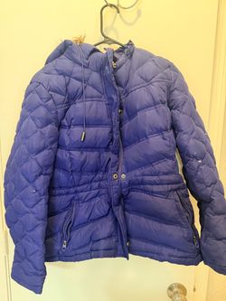 Blue Quilted Puffer Jacket with Hood