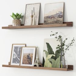 Picture Ledge Shelf, Floating Shelves Set of 2, 36 Inches Nursery Book Shelves for Toys Storage, Kids Bookshelf Wall Mounted for Living Room Bedroom D