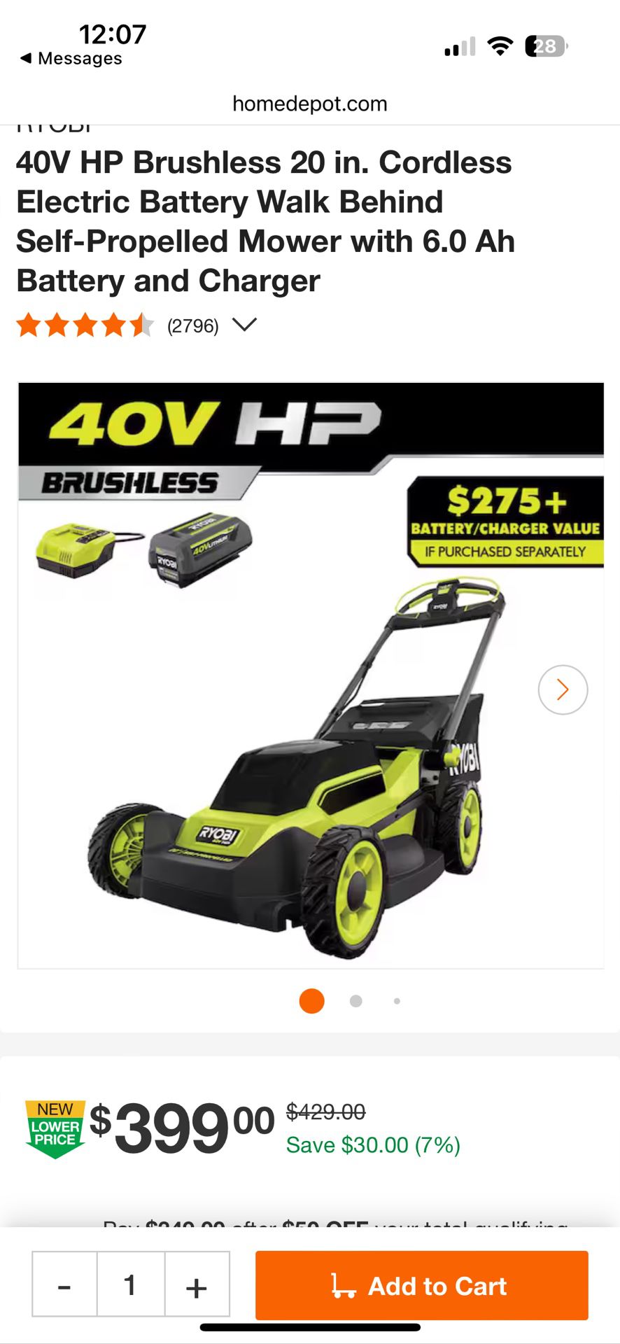 40V HP Lawnmower and Leaf Blower Set - GREAT CONDITION