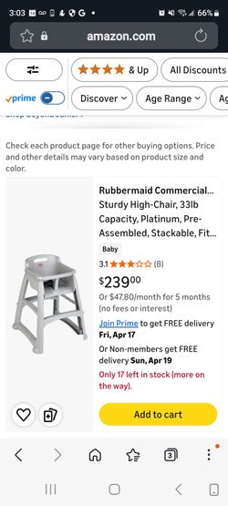 Rubbermaid Commercial high chair INCLUDES TRAY