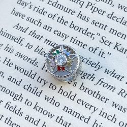 Handmade Star Charm Bead with Multicolor Diamond, Shiny Style, Fits Pandora Bracelets