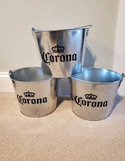 BOX of 3 METAL BEER BUCKET with BOTTLE OPENER HANDLE 