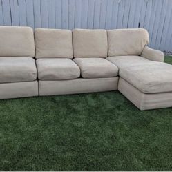 Light Beige Comfy Sectional Couch 