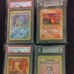 4 Graded Pokemon Cards vintage 