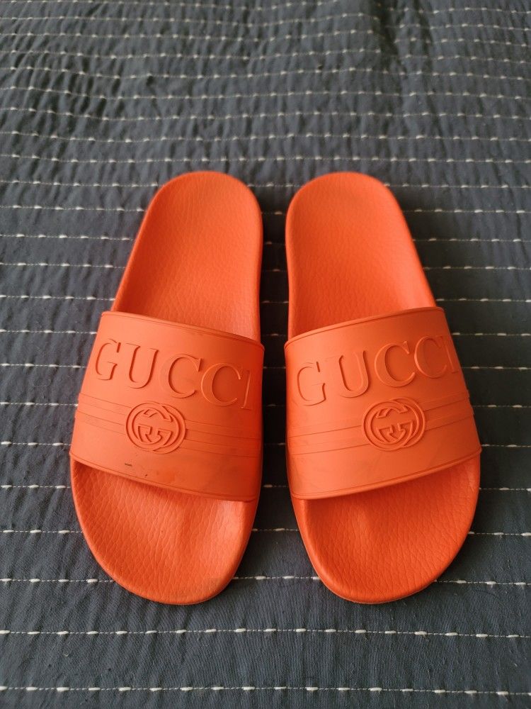 Authentic Gucci Pool Slides Orange Size Women's