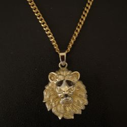 Lion Head Pendant & Chain