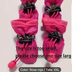Small pet dog pink rose shoes booties 4 piece weather resistant