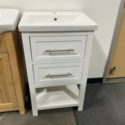 20" Solid Wood Bathroom Vanity Cabinet with Ceramic Sink
