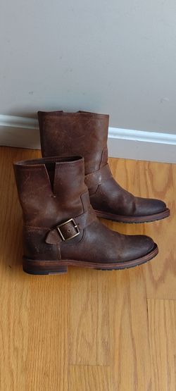 Frye Natalie Engineer Short Women's Brown waxed vintage Leather Booties Size 7 B