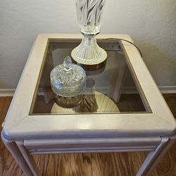 2 Whitewashed And Glass End Tables!
