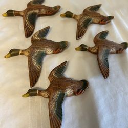 Mid Century Flying Mallard Ducks Wall Hangings
