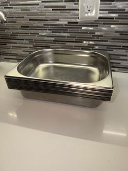 13 Stainless Steel Steam Table Hotel Pans – Like New – Full Size