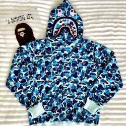 Blue Bape Hoodie Large New