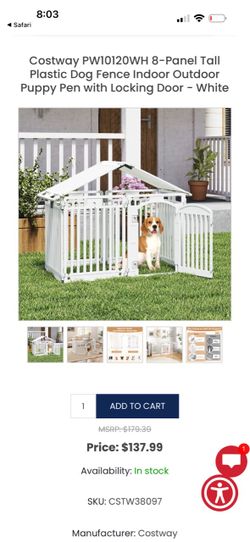 8-Panel Tall Plastic Dog Pen White
