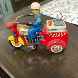 Tin Litho Wind Up Toy Police