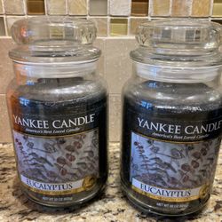 LARGE YANKEE EUCALYPTUS 2 JAR CANDLES NEW 2 
