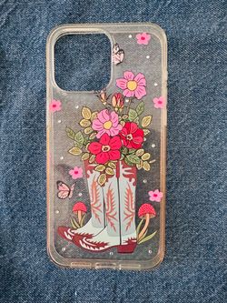 Clear Floral Cowboy Boot iPhone Case