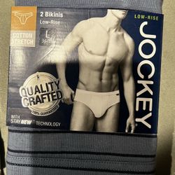 Jockey Men’s Loe Rise Cotton Stretch Bikini Underwear Large 8 Total