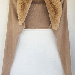 Faux Fur Arm Sweater by LOVE TREE