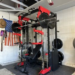 Smith Machine 200 | Adjustable Bench | 245lb Cast Iron Olympic Weights | 7ft Olympic Bar | Fitness | Gym Equipment | FREE DELIVERY/INSTALLATION 🚚 🛠️