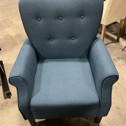 #030409 Yaheetech Modern Upholstered Accent Chair with Wooden Leg for Living Room, Navy Blue #611622