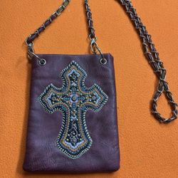 P N G Leather Purple Cross Bag 