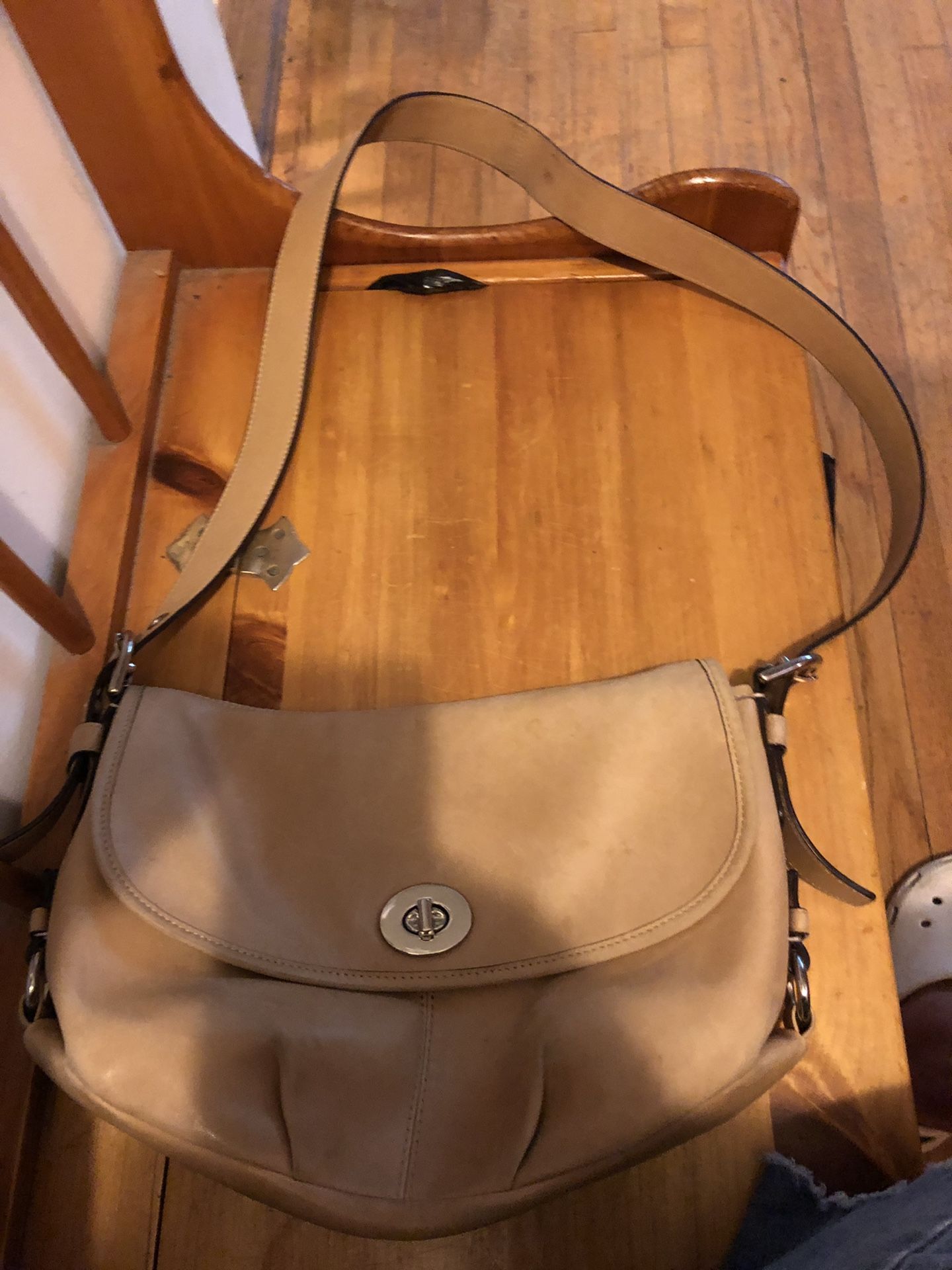 Coach tan leather hobo bag