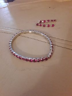 Pink earrings and matching bracelet