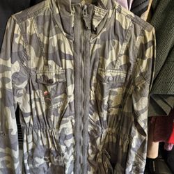 Army Jacket With Pink Flowers