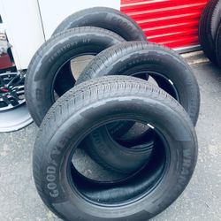 As new 245 70 R 17” Goodyear Wrangler HT Territory with low/no miles. $399 set of 4