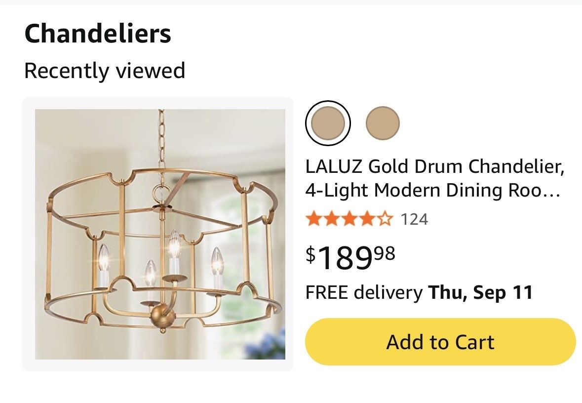 Laluz 4 Light Gold Drum Chandelier 