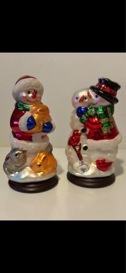 Thomas Pacconi Glass Snowman Figurines set Of 2 Christmas Ornaments