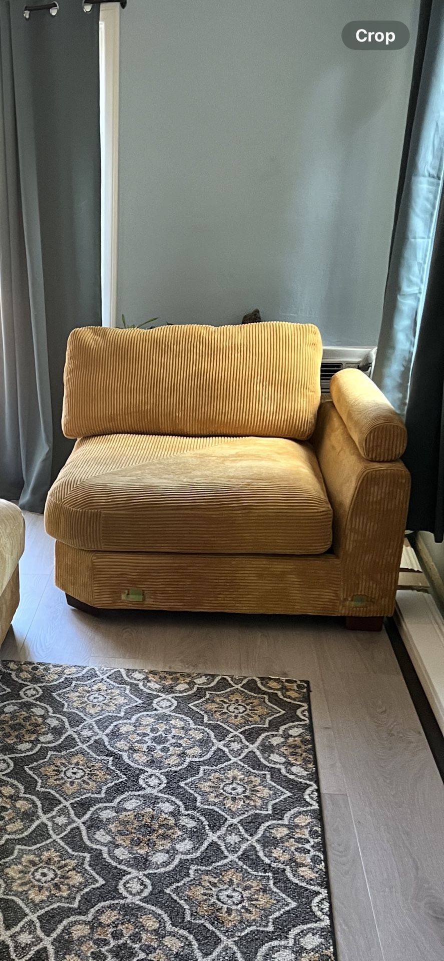 Corduroy Soft Yellow Corner Couch