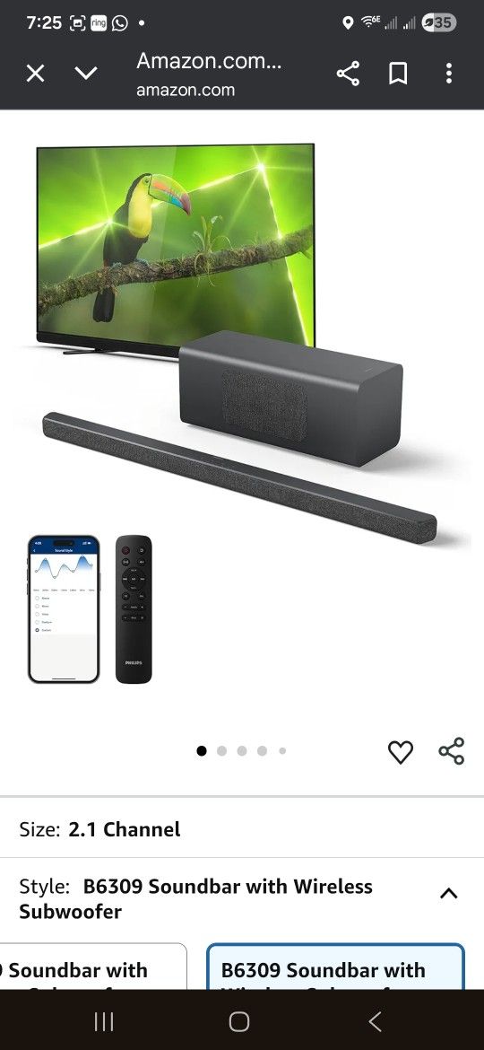 Saiyin Sound Bars for TV with Subwoofer,2.1CH Soundbar for TV,PC,Gaming, Surround Sound System for TV with Bluetooth/Optical/AUX Connection,17 Inch, W