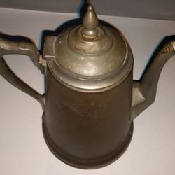 Antique Manning Pewter Teapot Copper Base
