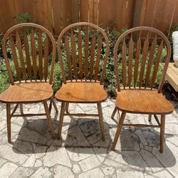 Set Of 3 Wood Chairs